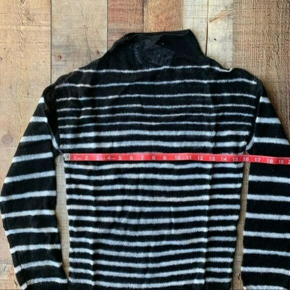 Weekday trinity sheer knitted jumper with high neck in black and white striped - Picture 8 of 9